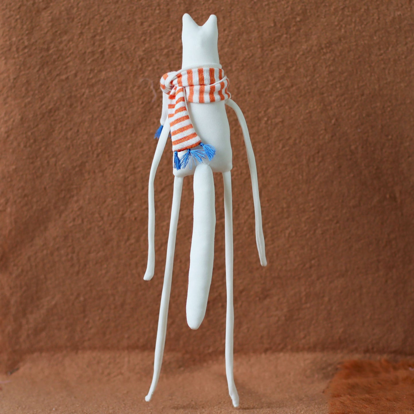 White Cat Plush – Handmade Floppy Leg Soft Sculpture