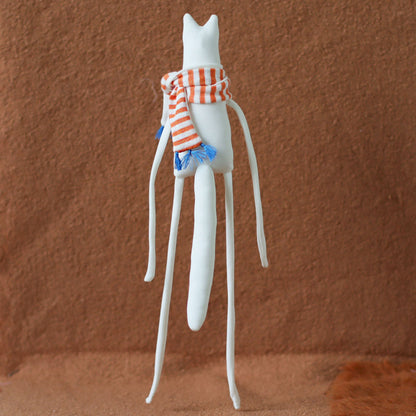 White Cat Plush – Handmade Floppy Leg Soft Sculpture
