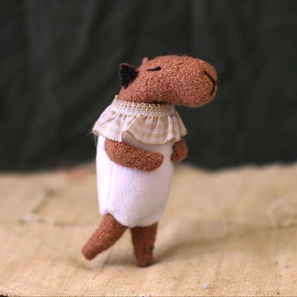 Handmade Capybara Plush Doll - Vintage Circus Collectible Art Toy